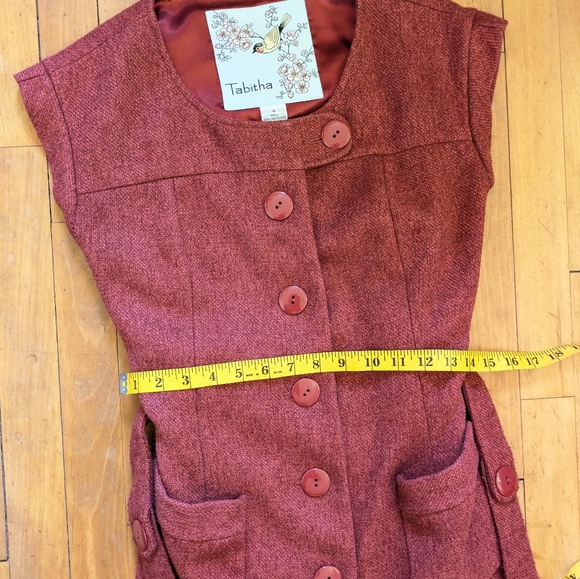 Anthropologie Tabitha Red Button-Down Mini Dress Coat vintage y2k - Picture 10 of 10